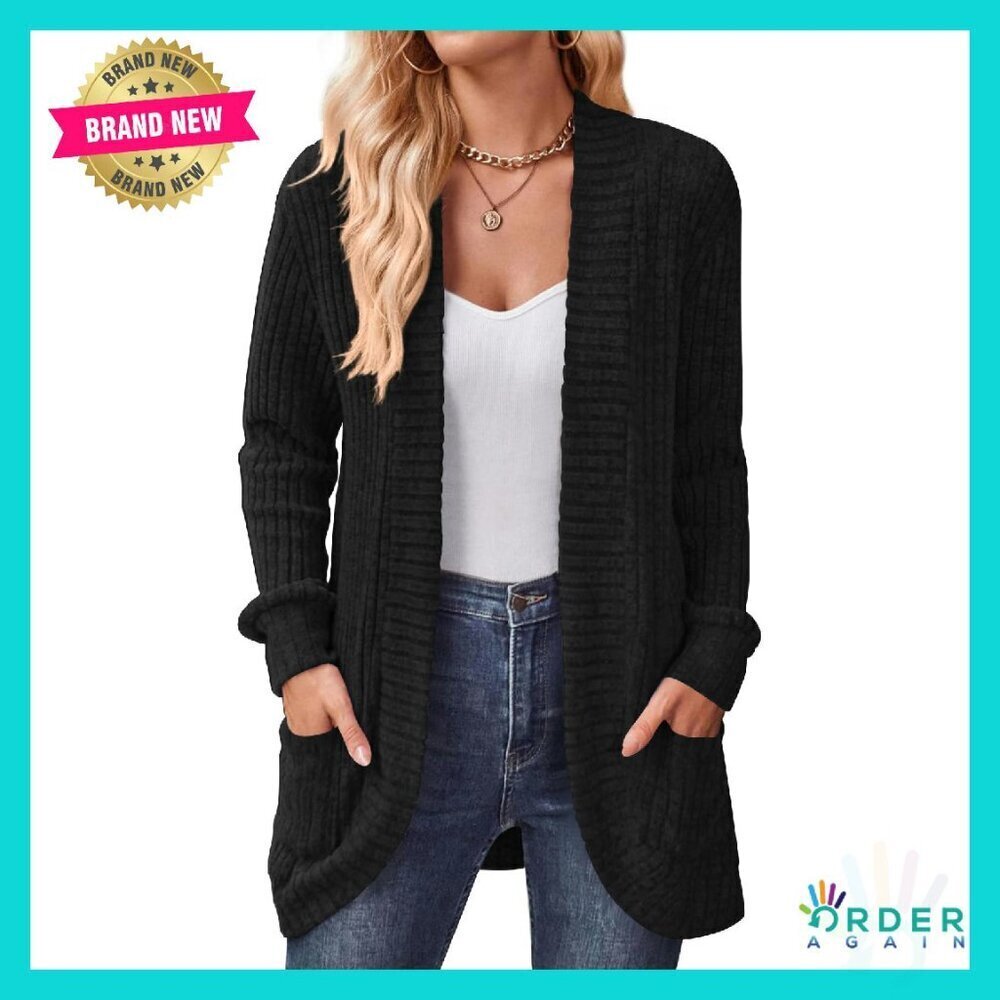 Long Cardigan Sweater Lightweight Open Front Pockets Chic Fall Layering
